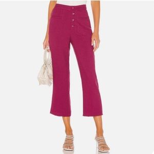 Tularosa Magenta Cropped High Waisted Button Fly Jackie Pants, size Small